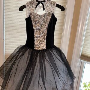 Sequin Black and White Kids Dance Dress